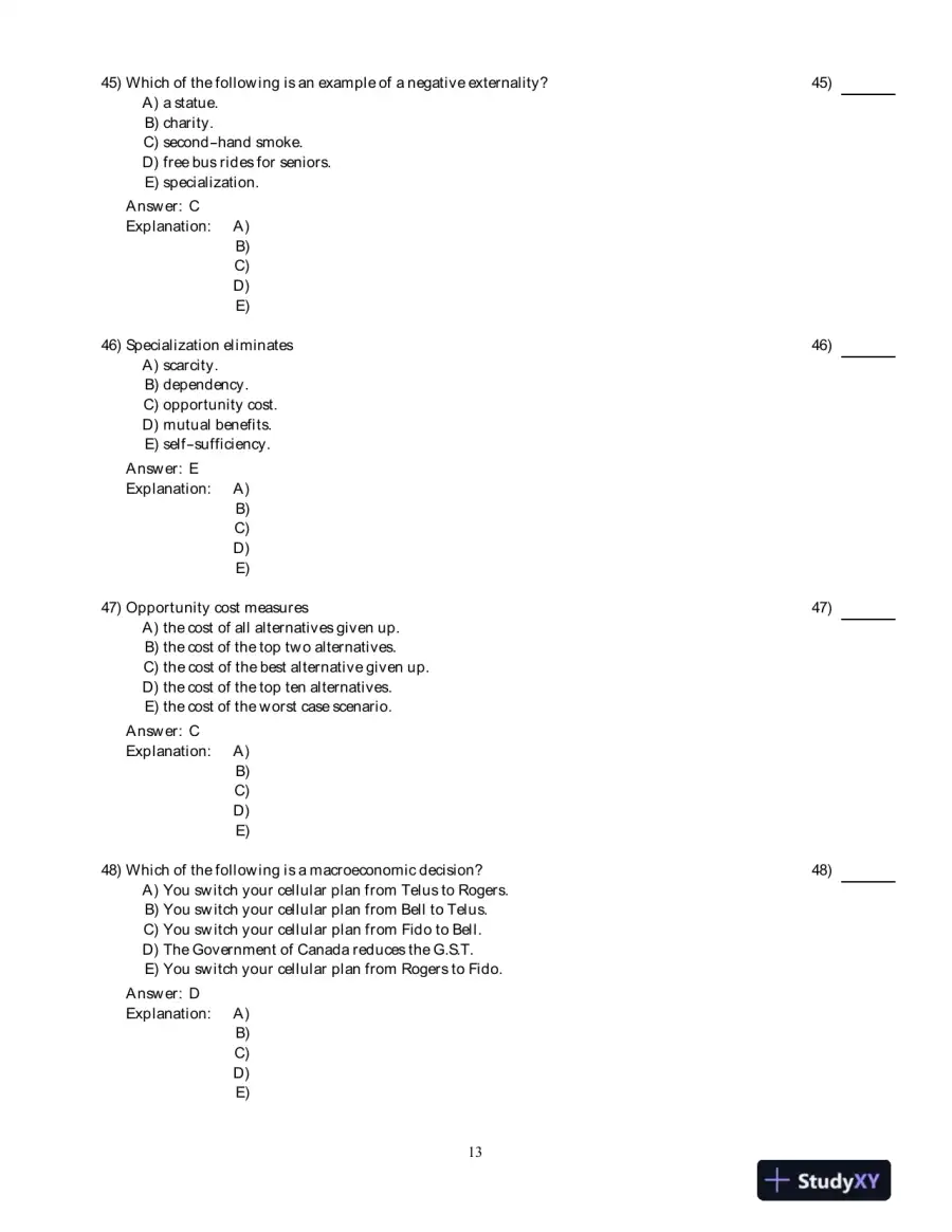 Economics For Life: Smart Choices For You, 1st Edition Test Bank, page 14