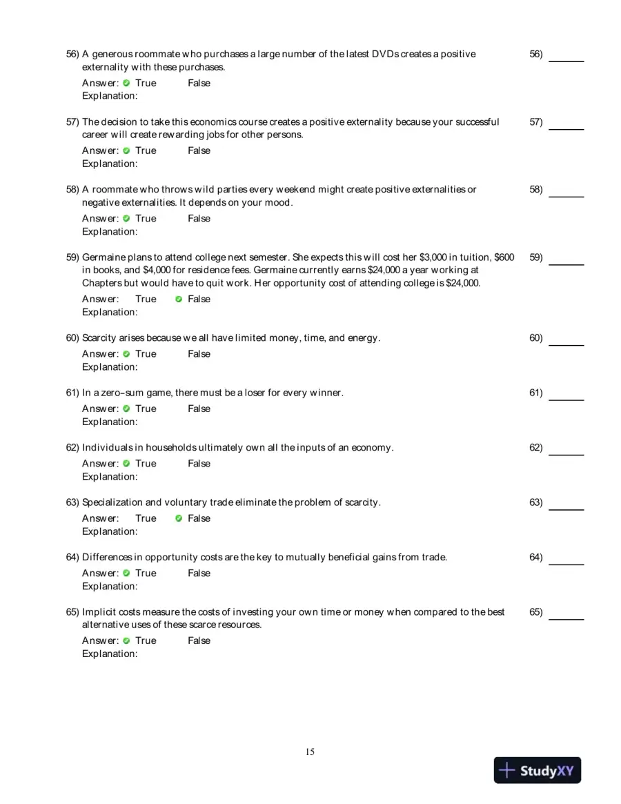 Economics For Life: Smart Choices For You, 1st Edition Test Bank, page 16