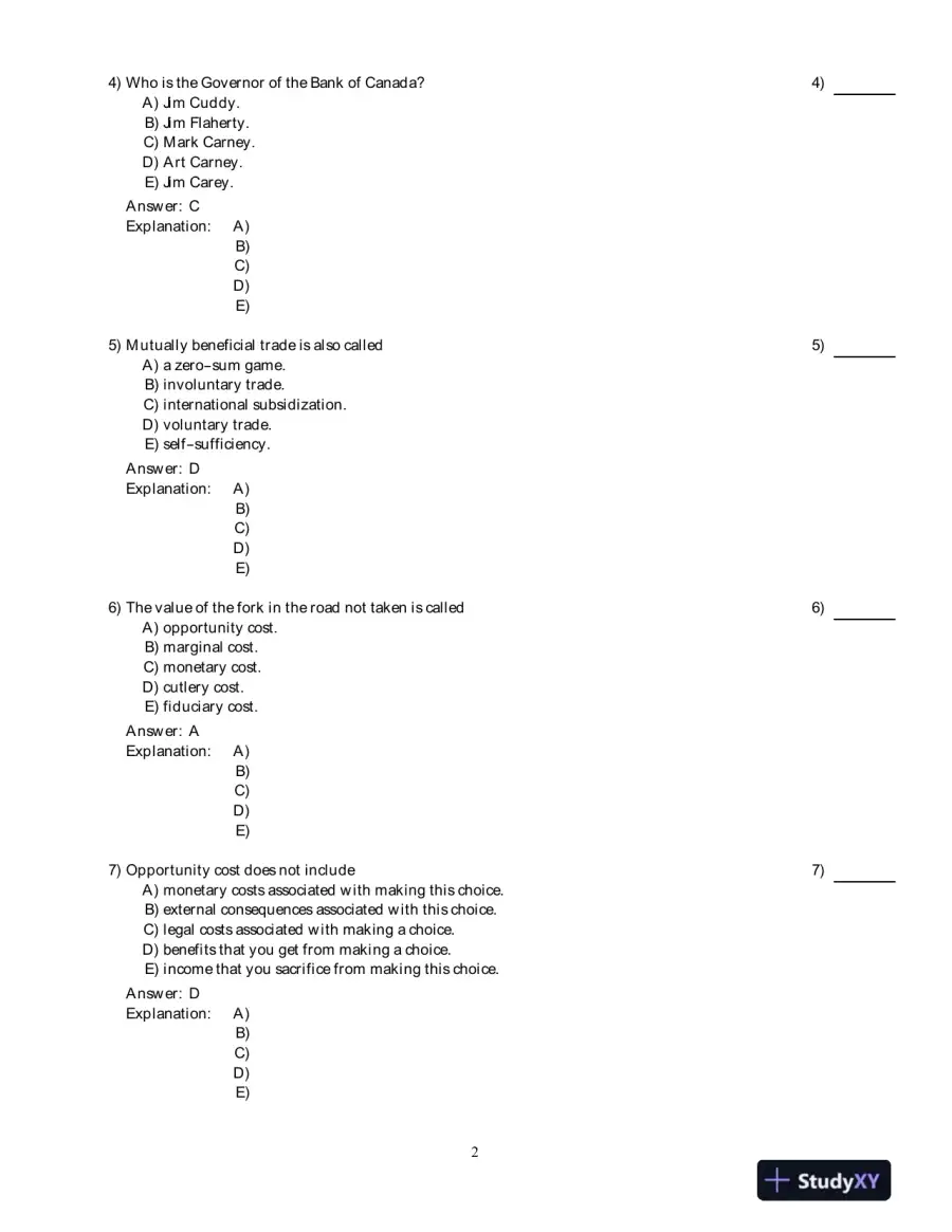 Economics For Life: Smart Choices For You, 1st Edition Test Bank, page 3