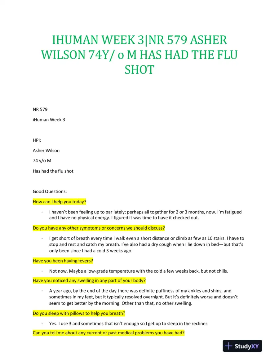 IHUMAN NR579 Clinical Analysis Week 3 Exam With Answers (55 Solved Questions), page 3