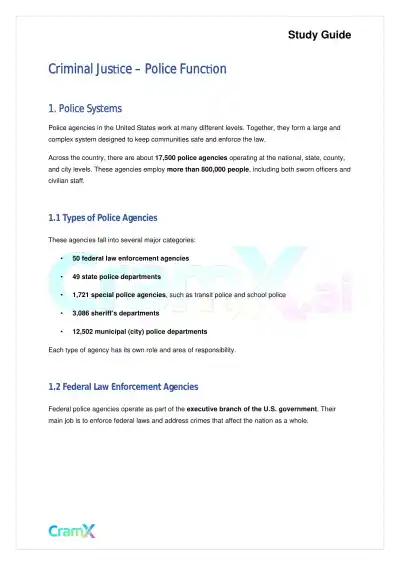 Criminal Justice - Police Function - Page 1 preview image