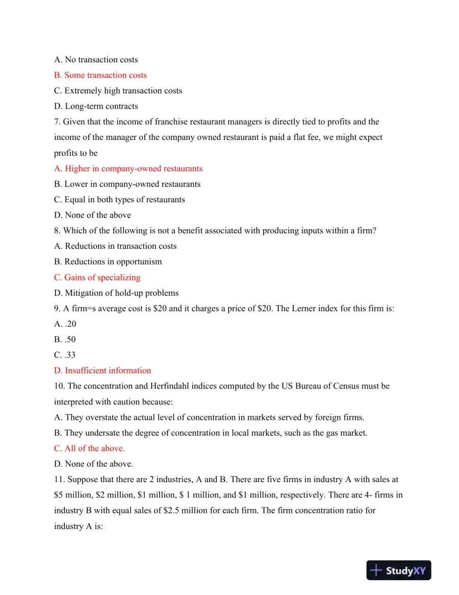 ECO MCQ Test 2 - 2015: Market Structures, Incentives, and Profit Maximization, page 3