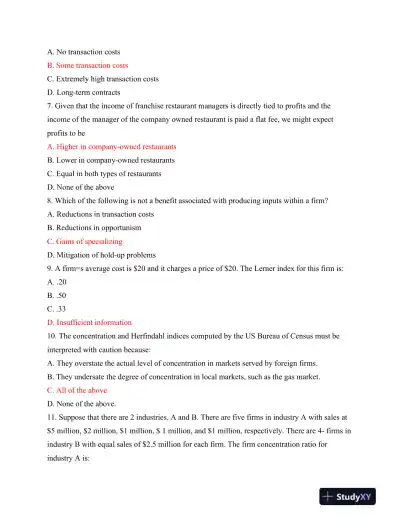 ECO MCQ Test 2 - 2015: Market Structures, Incentives, and Profit Maximization - Page 3 preview image