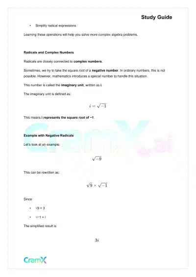 Algebra II – Radicals and Complex Numbers - Page 3 preview image