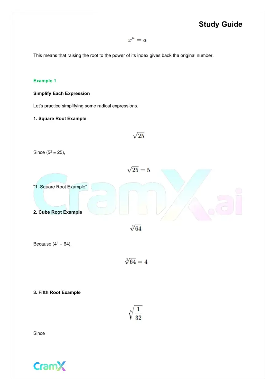 Algebra II – Radicals and Complex Numbers, page 5