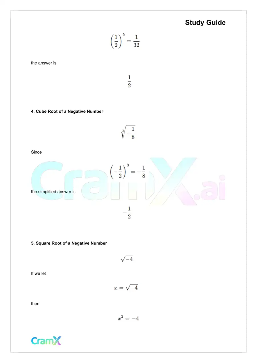Algebra II – Radicals and Complex Numbers, page 6