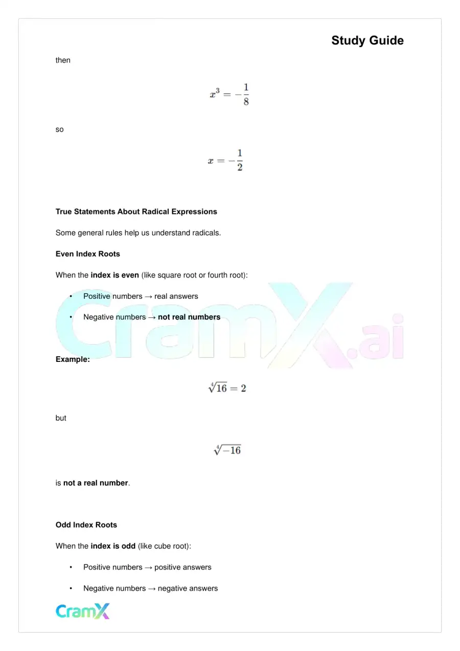 Algebra II – Radicals and Complex Numbers, page 9