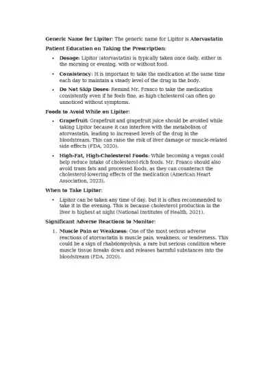 Pharm Quiz Cholestorol - Page 1 preview image
