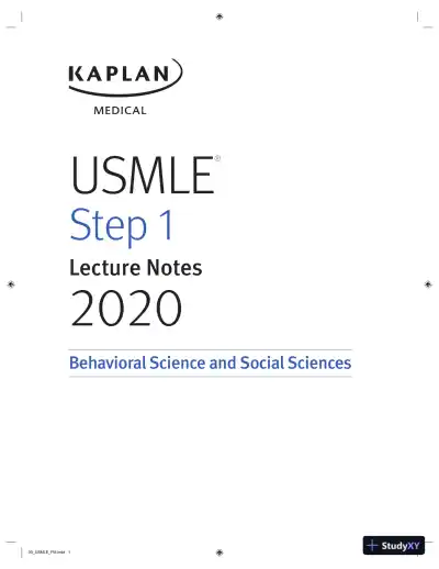 USMLE Step 1 Lecture Notes 2020: Behavioral Science and Social Sciences (2020) - Page 3 preview image