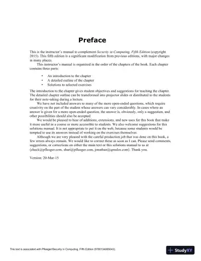 Solution Manual for Security in Computing, 5th Edition - Page 5 preview image