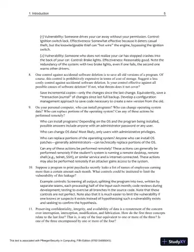 Solution Manual for Security in Computing, 5th Edition - Page 9 preview image
