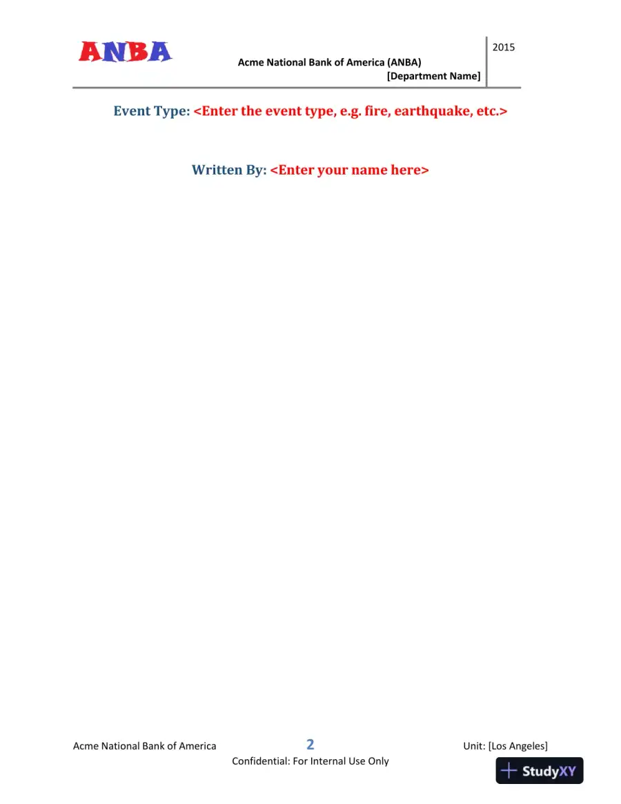 Enterprise Disaster Recovery Plan, page 3