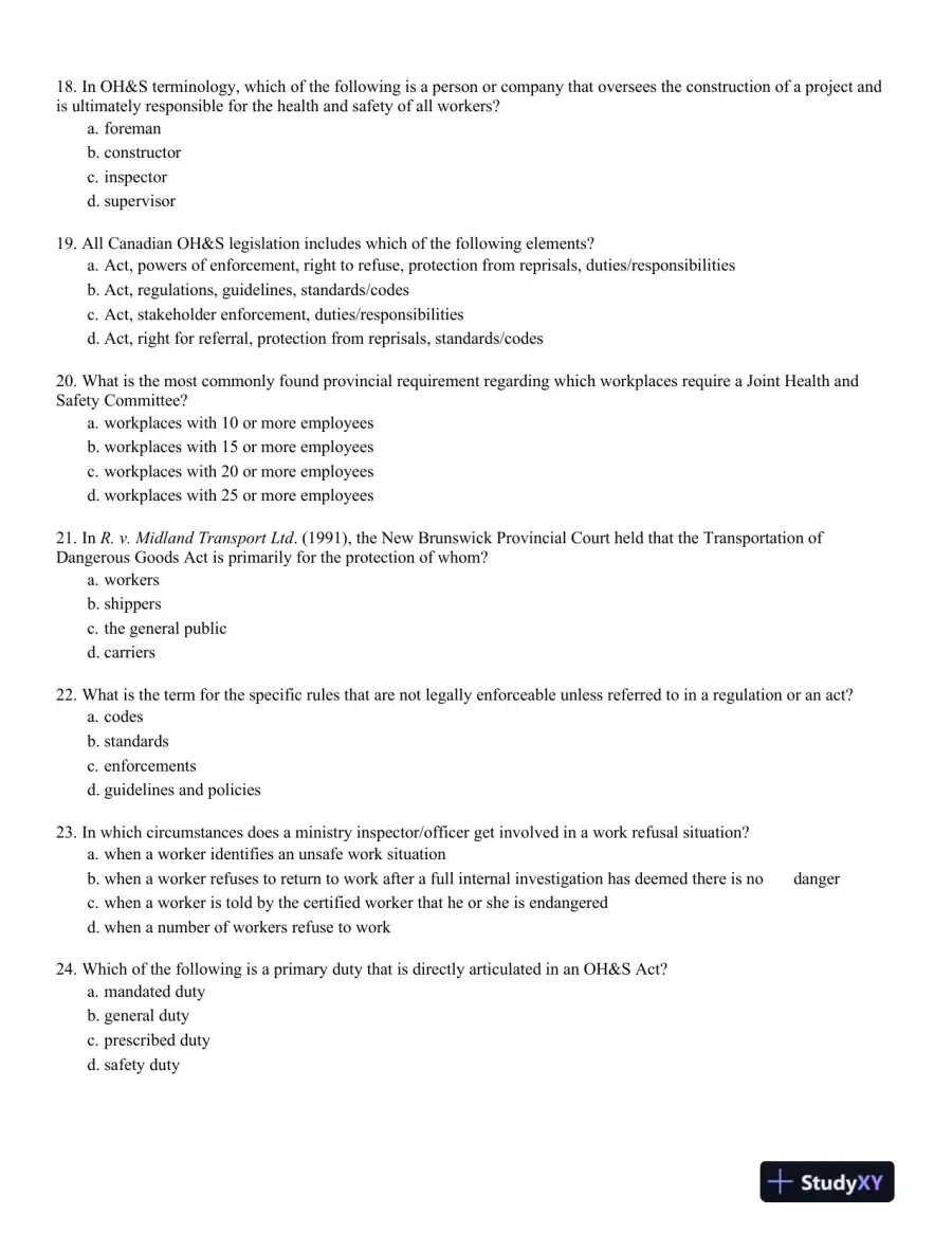 Management of Occupational Health and Safety 7th Edition Test Bank, page 13
