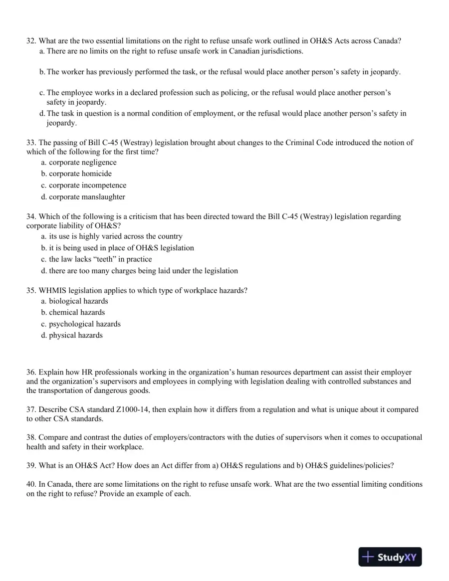 Management of Occupational Health and Safety 7th Edition Test Bank, page 15