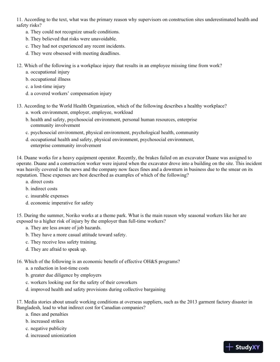 Management of Occupational Health and Safety 7th Edition Test Bank, page 3