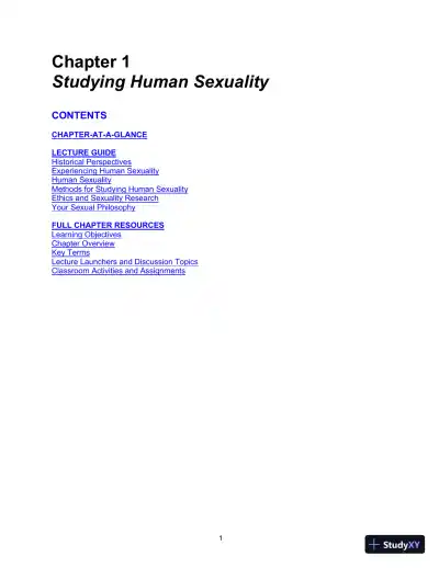Class Notes for Human Sexuality, 4th Edition - Page 1 preview image