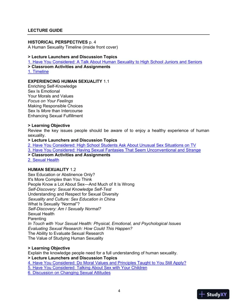 Class Notes for Human Sexuality, 4th Edition, page 5