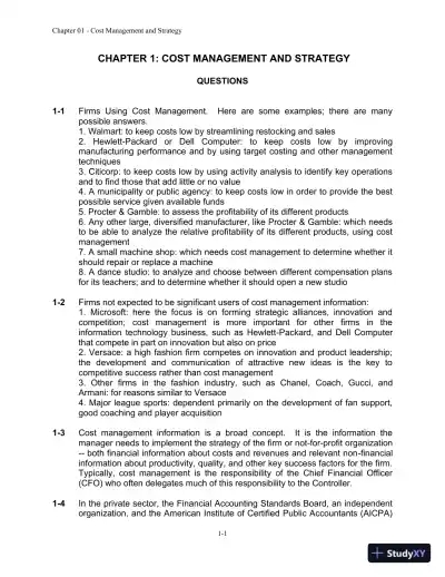 Cost Management: A Strategic Emphasis 7th Edition Solution Manual - Page 1 preview image