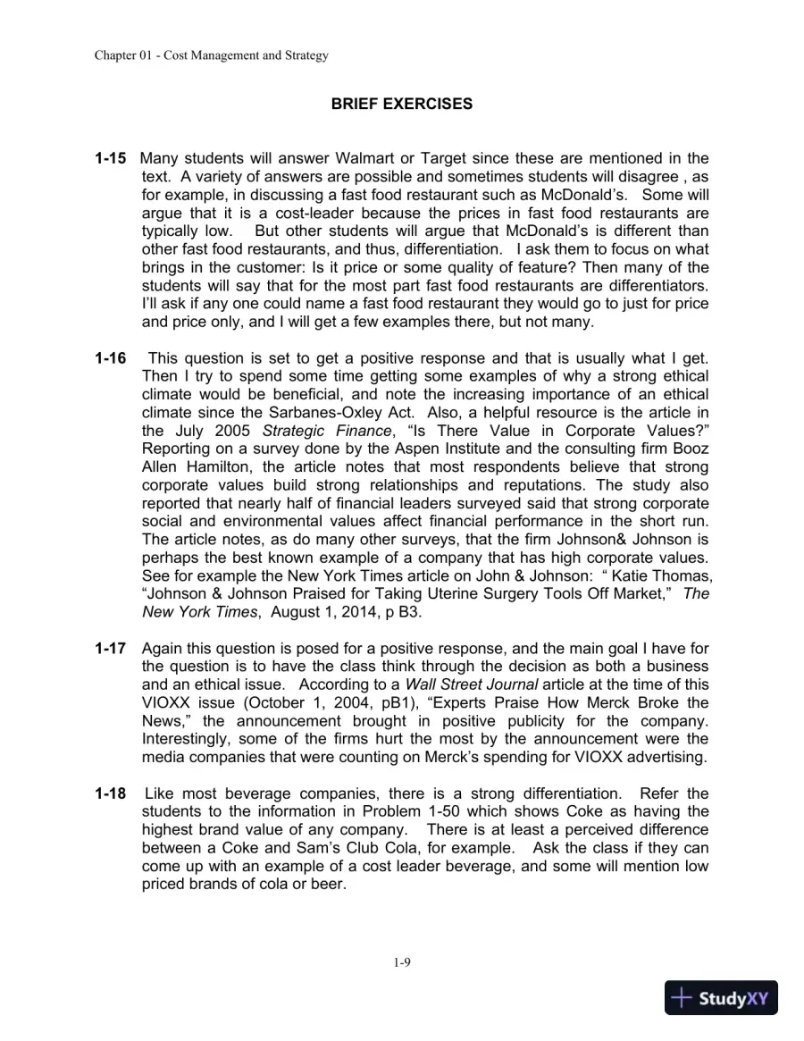 Cost Management: A Strategic Emphasis 7th Edition Solution Manual, page 10