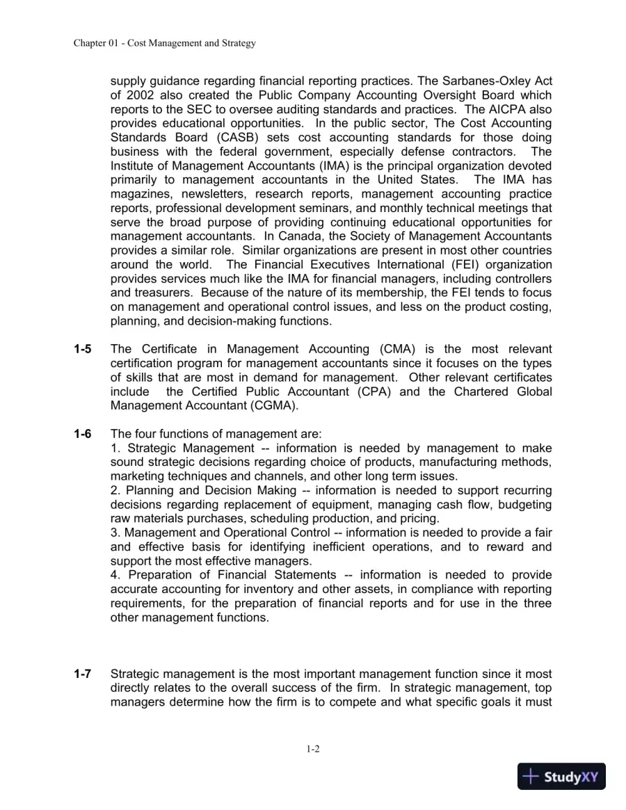 Cost Management: A Strategic Emphasis 7th Edition Solution Manual, page 3
