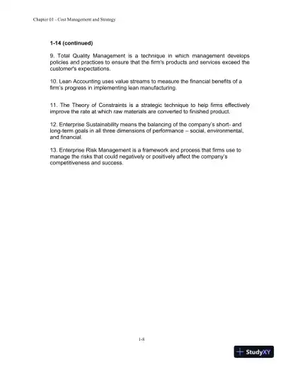 Cost Management: A Strategic Emphasis 7th Edition Solution Manual - Page 9 preview image