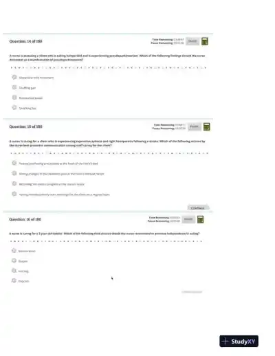 2023 ATI PN Nursing Diagnosis Comprehensive, Predictor With Answers (54 Solved Questions) - Page 11 preview image