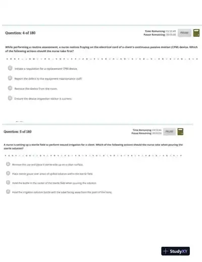 2023 ATI PN Nursing Diagnosis Comprehensive, Predictor With Answers (54 Solved Questions) - Page 5 preview image