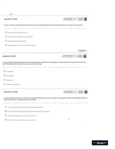 2023 ATI PN Nursing Diagnosis Comprehensive, Predictor With Answers (54 Solved Questions) - Page 9 preview image