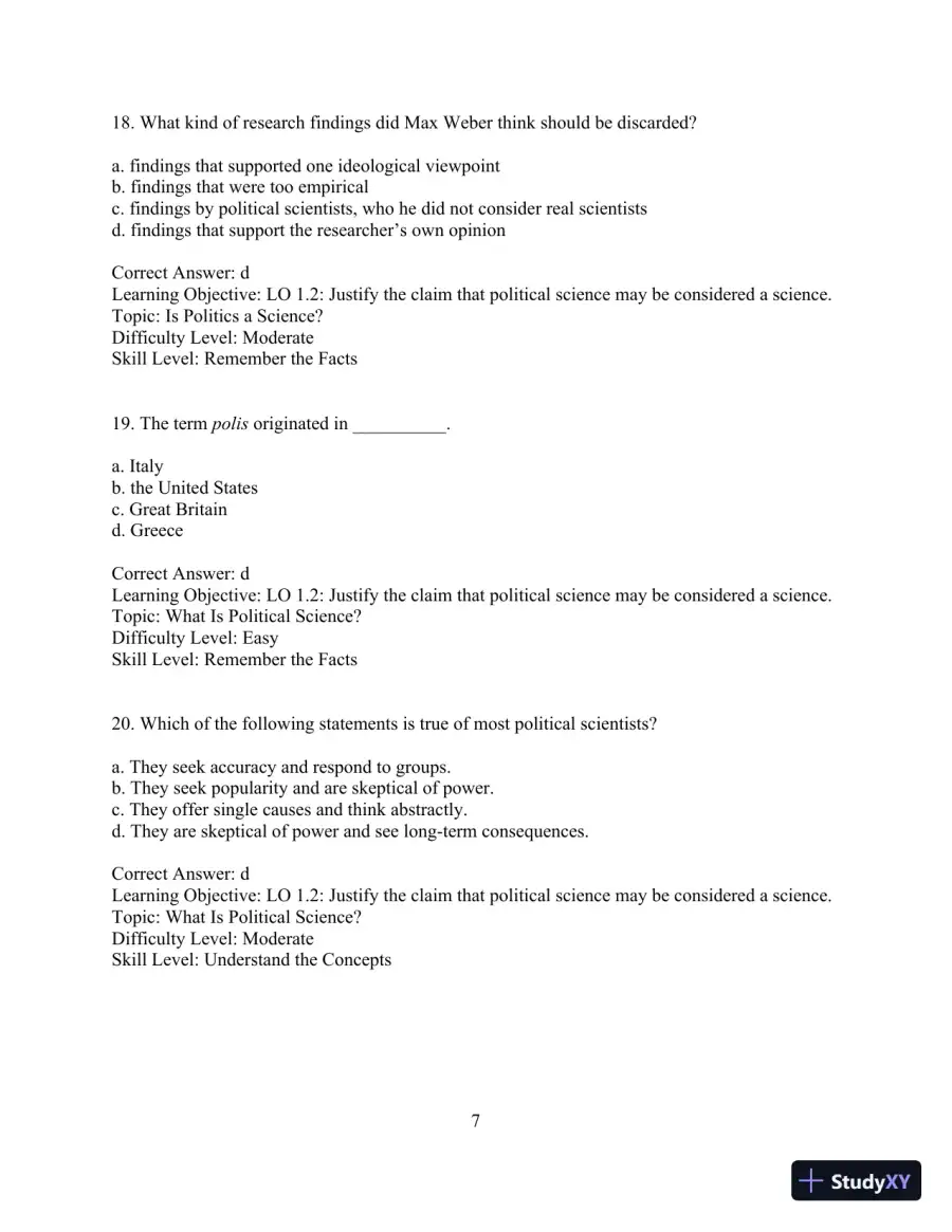 Test Bank for Revel for Political Science: An Introduction , 14th Edition, page 10
