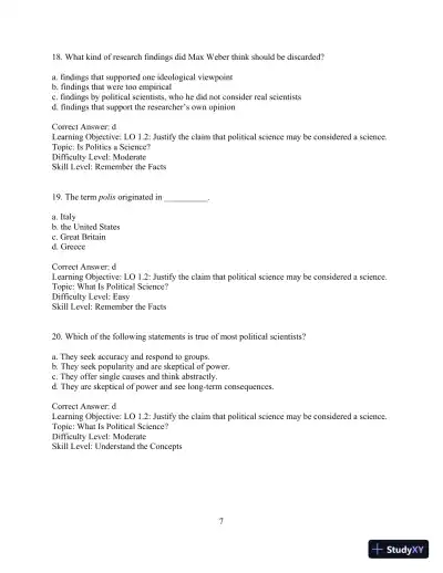 Test Bank for Revel for Political Science: An Introduction , 14th Edition - Page 10 preview image