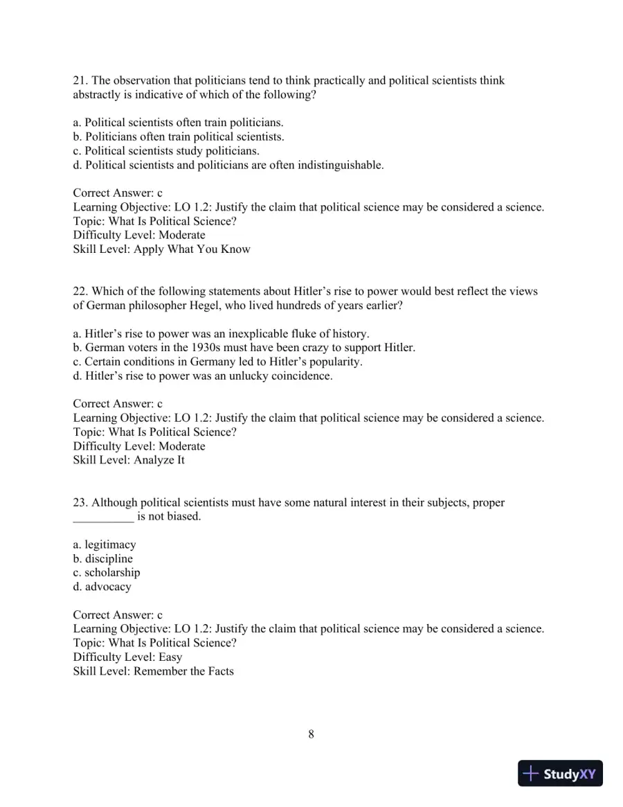 Test Bank for Revel for Political Science: An Introduction , 14th Edition, page 11