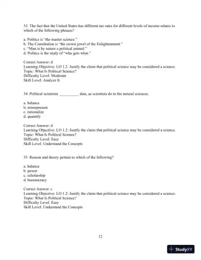 Test Bank for Revel for Political Science: An Introduction , 14th Edition - Page 15 preview image