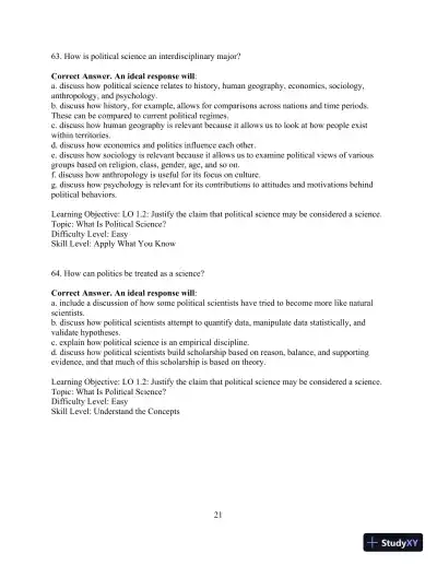 Test Bank for Revel for Political Science: An Introduction , 14th Edition - Page 24 preview image