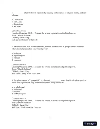 Test Bank for Revel for Political Science: An Introduction , 14th Edition - Page 6 preview image