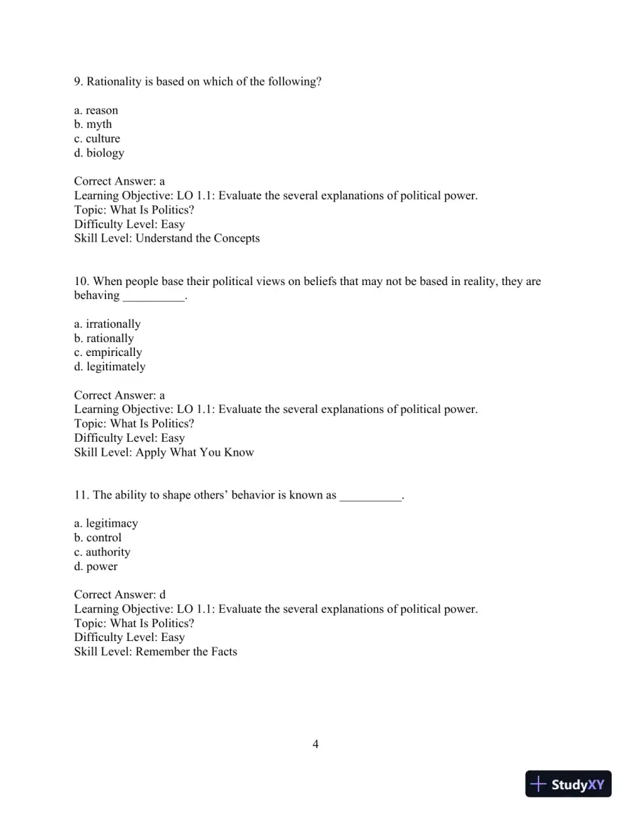 Test Bank for Revel for Political Science: An Introduction , 14th Edition, page 7