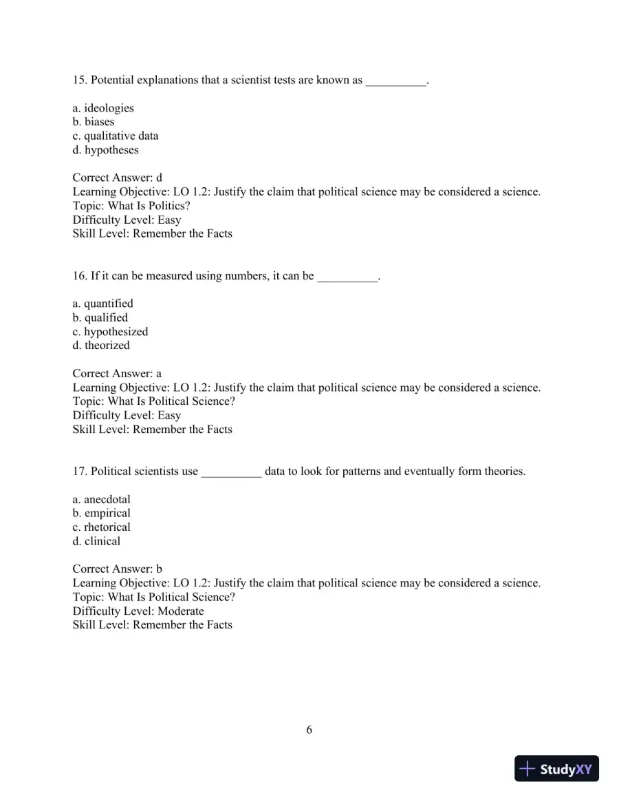 Test Bank for Revel for Political Science: An Introduction , 14th Edition, page 9