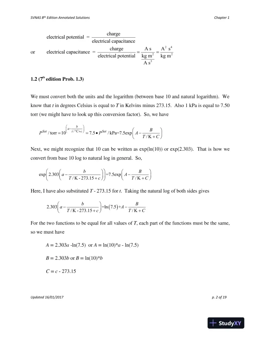Solution Manual For Introduction to Chemical Engineering Thermodynamics, 8th Edition, page 3