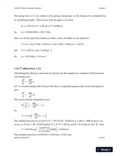 Solution Manual For Introduction to Chemical Engineering Thermodynamics, 8th Edition - Page 9 preview image