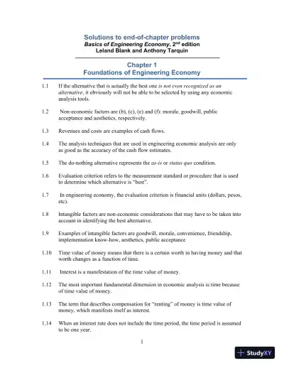 Solution Manual For Basics Of Engineering Economy, 2nd Edition - Page 1 preview image