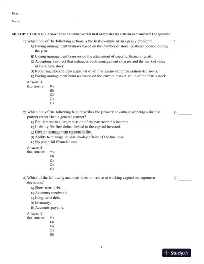 Fundamentals Of Corporate Finance, Ninth Canadian Edition Test Bank - Page 1 preview image
