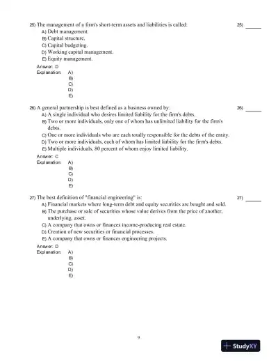 Fundamentals Of Corporate Finance, Ninth Canadian Edition Test Bank - Page 10 preview image