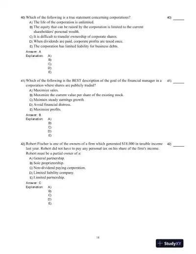 Fundamentals Of Corporate Finance, Ninth Canadian Edition Test Bank - Page 15 preview image