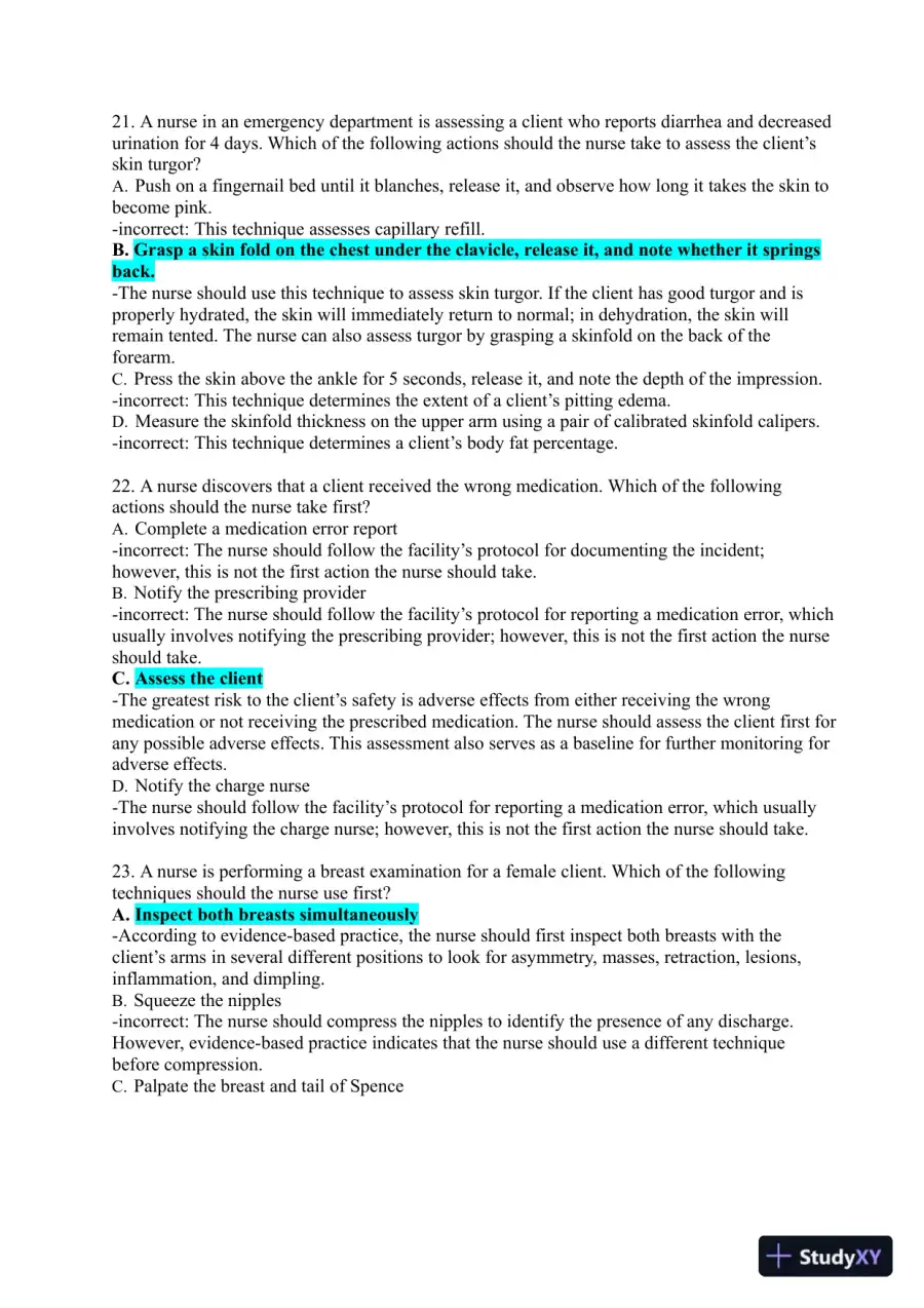 2021-2022 ATI Fundamentals Proctored Exam with Answers (400 Solved Questions), page 10