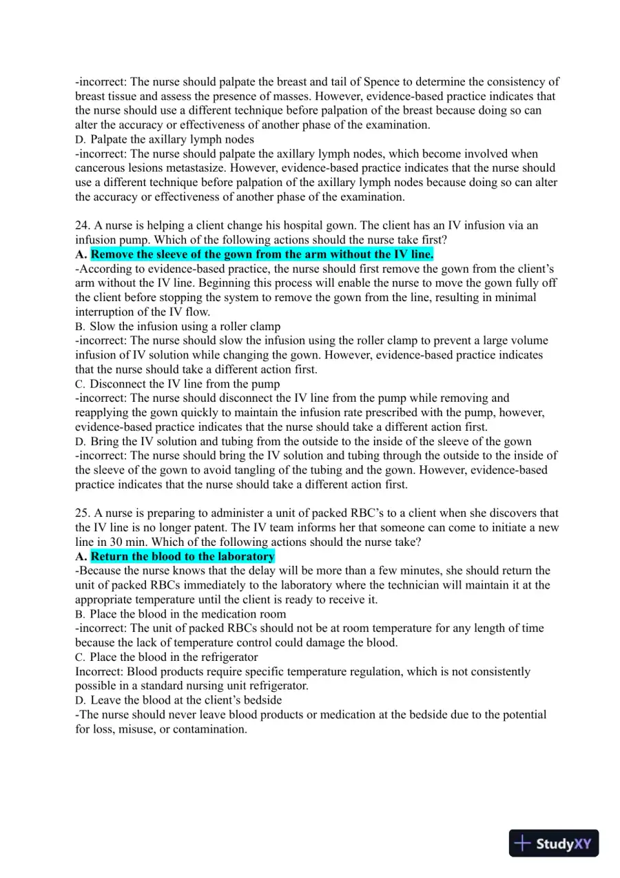 2021-2022 ATI Fundamentals Proctored Exam with Answers (400 Solved Questions), page 11