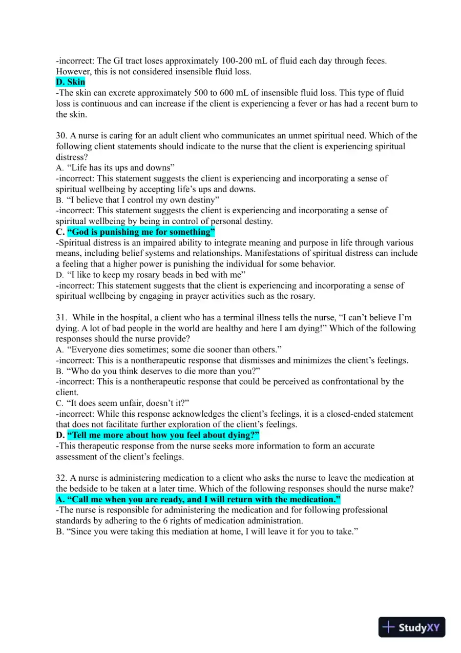 2021-2022 ATI Fundamentals Proctored Exam with Answers (400 Solved Questions), page 13