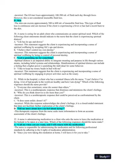 2021-2022 ATI Fundamentals Proctored Exam with Answers (400 Solved Questions) - Page 13 preview image