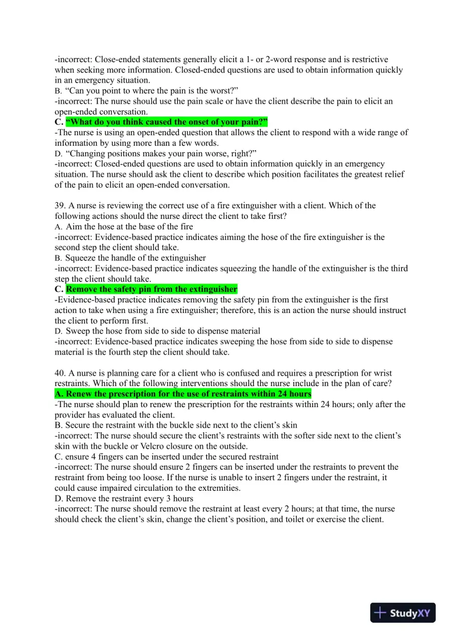 2021-2022 ATI Fundamentals Proctored Exam with Answers (400 Solved Questions), page 16