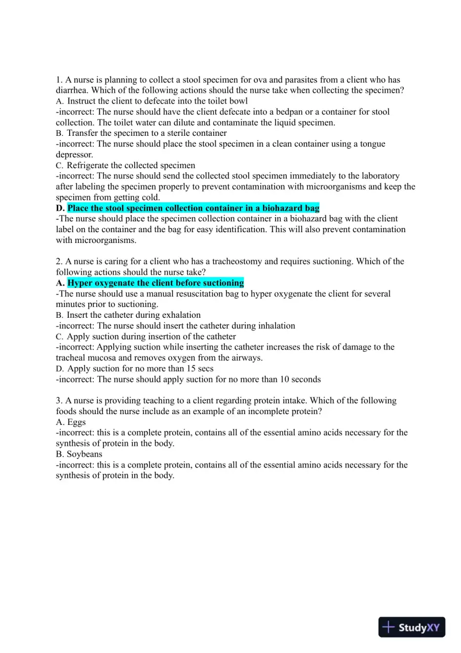 2021-2022 ATI Fundamentals Proctored Exam with Answers (400 Solved Questions), page 3