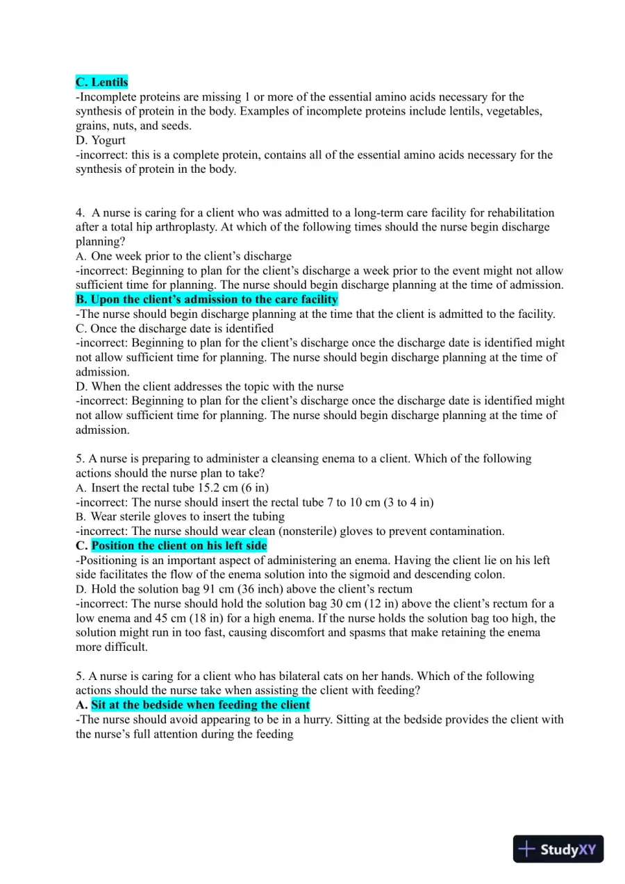 2021-2022 ATI Fundamentals Proctored Exam with Answers (400 Solved Questions), page 4