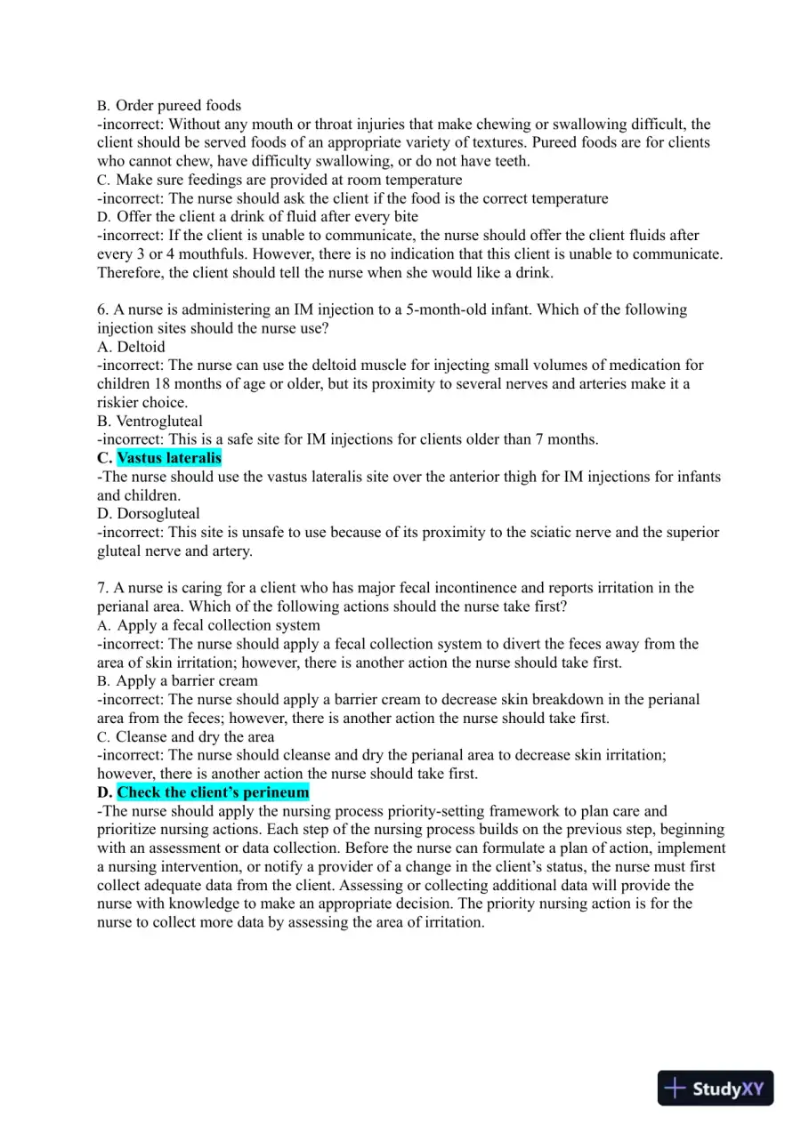 2021-2022 ATI Fundamentals Proctored Exam with Answers (400 Solved Questions), page 5